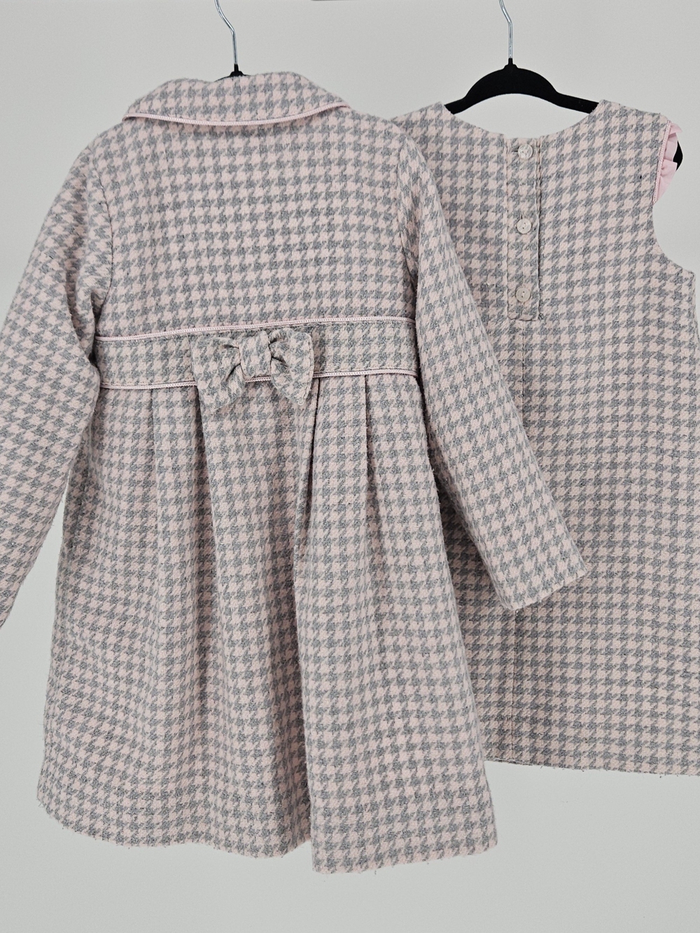 Camilla Girls 2 Piece Houndstooth Coat & Dress Set Pink Grey Size 3T - Picture 2 of 7